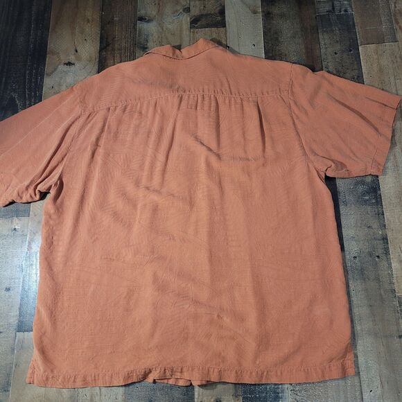 Tommy Bahama 100% Silk Mens XL Burnt Orange Short Sleeve Button Front Shirt FLAW - Picture 7 of 9